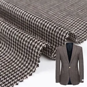 300GSM swallow gird printed gents houndstooth tissu tr woven polyester viscose suiting fabrics manufacturers in china