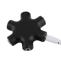Harga pabrik Stereo 3.5mm Earphone Audio Splitter 6 Female Adapter 5 cara musik Sharer Aux Output konektor Headset ekstensi