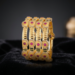 AD Fashion Jewelry Gold Chapado En Oro Oro Laminado <b>Copper</b> Brass <b>Bangles</b> with Pearl Stone Special Occasion Gift for Women - Product Image 4