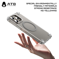 Étui de téléphone de luxe magnétique résistant personnalisé ATB, antichoc, airbag, non jaunissant, transparent pour iPhone 15 Pro Max