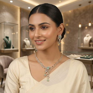 New Ad High Quality Latest Designed Gold Plated Flower Design Wedding Jewelry Women's Classic Style Necklace <b>Set</b> with Earrings - Product Image 2
