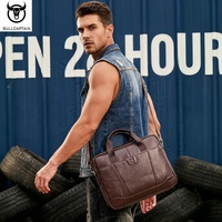 Sac à main en cuir pour homme de la marque BULLCAPTIAN, grande capacité, pour ordinateur portable, sac bandoulière pour affaires, sac à main en cuir de vache, personnalisable