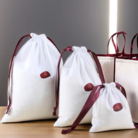 Sac à poussière en coton biologique naturel imprimé avec logo personnalisé, sac à maquillage en toile avec fermeture éclair, pochette cosmétique en tissu, sacs cadeaux anti-poussière