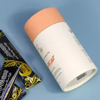 Boîte d'emballage cylindrique en papier artisanal écologique, impression quadricolore, estampage à chaud pour sachets de thé de qualité alimentaire, probiotiques