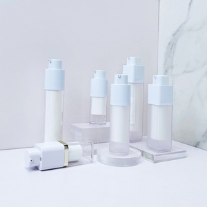 Eco Friendly Plastic Packaging Custom Color 2oz White Round square Airless <b>Pump</b> <b>Bottle</b> 15ml 50Ml 100ml Mono <b>Pump</b> Airless <b>Bottle</b> - Product Image 1
