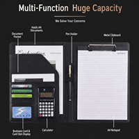 Porte-documents professionnel de luxe en cuir PU A4 avec calculatrice, logo personnalisé, organiseur de documents exécutif pour le bureau