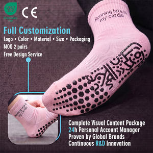 Calcetines de Pilates para Mujer al por Mayor BiLu, Calcetines de Yoga Antideslizantes con Logotipo Personalizado, Calcetines Transpirables de Algodón Antideslizantes para Entrenamiento en Estudio - Product Image 1