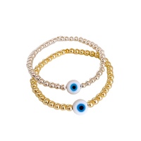 Bracelets en perles plaqué or 18 carats, bijoux pour femmes, oeil bleu turc, bracelet à breloques élastique