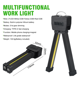 Lampe de travail COB rechargeable USB-C, IP65, magnétique, à 7 niveaux de luminosité, avec crochet de suspension, pliable à 180 degrés, 1000LM, idéale pour la gym et la photographie - Product Image 6