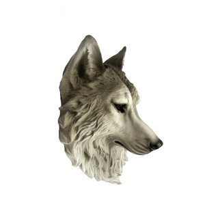 Scultura fissata al muro degli animali realistici della statua d'attaccatura della parete della testa del lupo della resina - Product Image 6