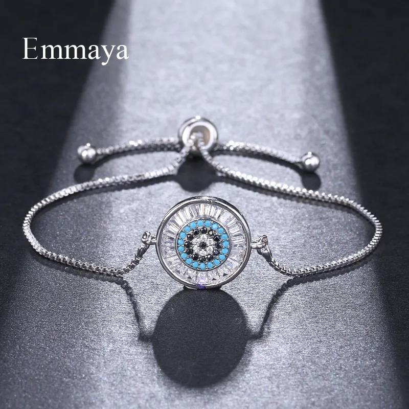 EMMAYA Hot Sale Fashion Charm Evil Eye Bracelet Zircon Crystal Adjustable Lover Bangle Bracelets For Women Party Gift Couple