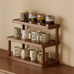 Desktop Shelf 3 Tier Wood Cup Organizer <b>Storage</b> Rack For Coffee Tea Mugs Kitchen <b>Tabletop</b> Use - Product Image 1