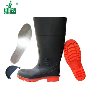 מגפי גומי PVC עמידים למים עם לוגו מותאם אישית של Jinsu, מגפי בטיחות לגברים עם מגן פלדה לאצבעות, עד גובה הברך, נגד ריסוק, מתאימים לגשם - Product Image 5