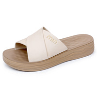 Sandal Platform Wanita Model Crisscross - Sol Tebal Anti Selip PU Kasual Terbuka di Bagian Jari Kaki Sepatu Outdoor Musim Panas Model GT-OL02
