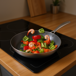 Padella in acciaio inox da 24 cm con rivestimento ceramico antiaderente, compatibile con l'induzione, per la cucina quotidiana - Product Image 2