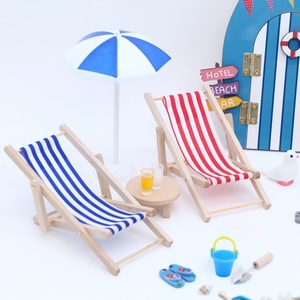 Accesorio en <span class=keywords><strong>Miniatura</strong></span> para Casa de Muñecas: Escena de Puerta de Elfo de Playa de Verano, Modelo de Silla de Playa Oceánica para Exteriores - Product Image 2
