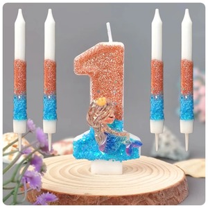 Juego de Velas de Cumpleaños con Forma de Sirena y Diseño de Tema Oceánico para Decoración de Pasteles Infantiles y Artículos para Fiestas - Product Image 3