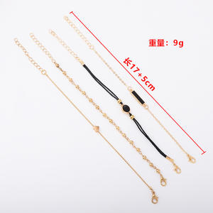 Trendy Gold Plated <b>Bracelet</b> <b>Set</b> With Heart Black Beads Alloy Women's Jewelry Gift 4 Piece Fashion Jewelry <b>Sets</b> - Product Image 4