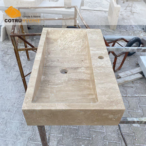 Meuble-lavabo en <span class=keywords><strong>travertin</strong></span> beige à poser Cotrustone, meuble <span class=keywords><strong>de</strong></span> <span class=keywords><strong>salle</strong></span> <span class=keywords><strong>de</strong></span> <span class=keywords><strong>bain</strong></span> en <span class=keywords><strong>travertin</strong></span> pour douche - Product Image 3