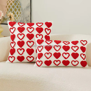Housse de coussin décorative moderne pour la Saint-Valentin, motif cœur <span class=keywords><strong>rouge</strong></span>, personnalisable, non jetable - Product Image 2