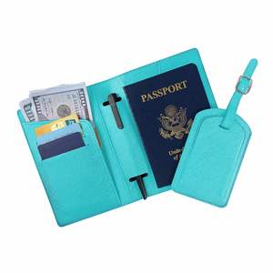 Juego de Clip para Pasaporte y Etiqueta de Identificación de Cuero PU con Logotipo Personalizado, Funda Protectora de Cuero PU con Diseño de Avión para Viajes - Product Image 5
