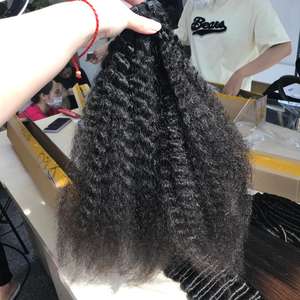 Kinky Straight style natural Black Paquetes de calidad superior 100% Longitud del cabello humano vietnamita 10 pulgadas-36 pulgadas Puede teñir a #613 #60 - Product Image 6