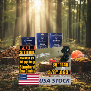Catena per motosega HolzfformaPro 36 pollici 3/8 .063 114DL con barra solida, scalpello pieno, semi-scalpello standard, scalpello completo per taglio longitudinale e skip chain - Product Image 3