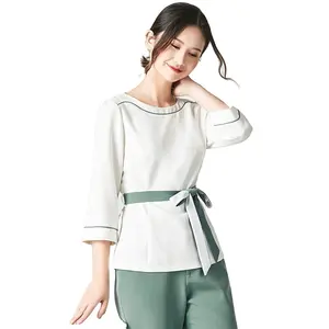 wholesale latest fashion design hair massage beauty salon staff women workwear SPA uniform for lady nurse uniform sets