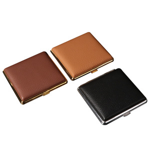 Étui à cigarettes <span class=keywords><strong>en</strong></span> <span class=keywords><strong>cuir</strong></span> véritable <span class=keywords><strong>de</strong></span> qualité supérieure, 20 pièces, avec cadre métallique, <span class=keywords><strong>en</strong></span> <span class=keywords><strong>cuir</strong></span> <span class=keywords><strong>de</strong></span> vachette, élégant, magnétique, <span class=keywords><strong>pour</strong></span> hommes - Product Image 6