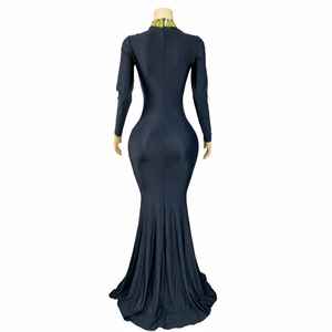 ชุดเดรสเข้ารูปประดับคริสตัลสีดำสำหรับผู้หญิงชุดงานปาร์ตี้ตอนเย็นชุดราตรีดีไซน์ไม่เหมือนใครมีเอกลักษณ์ดีไซน์คอเสื้อสีดำออก AD2641 - Product Image 3