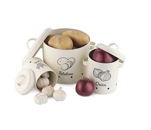 Kitchen Metal Lid Vegetable <strong>Potato</strong> Onion and Garlic Pots, <strong>Potato</strong> Storage Box Canister, Onion Garlic <strong>Containers</strong> - Product Image 1