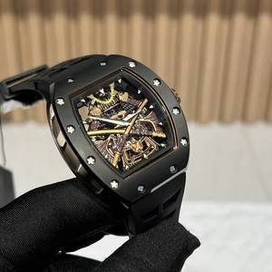 Montre mécanique de luxe pour homme, édition limitée haut de gamme 047 Black Warrior, forme de barillet creux, étanche - Product Image 2