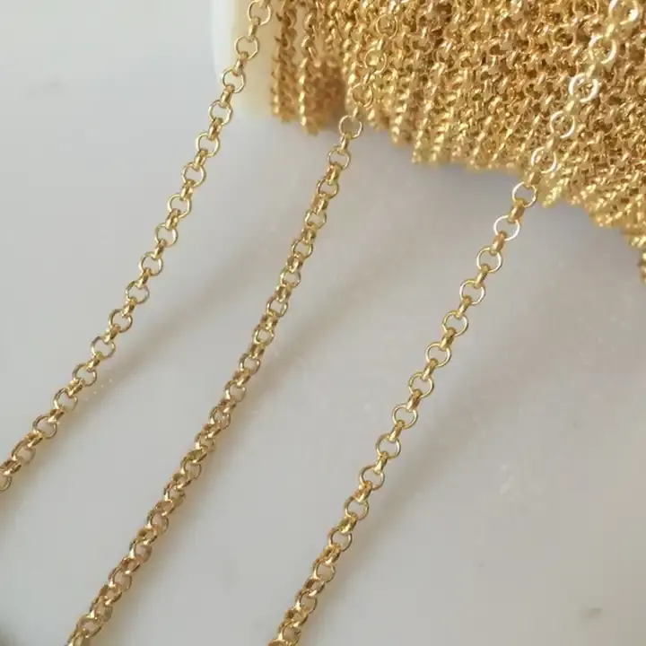 A1521 Горячая Мода 14-каратное Золото Заполненные ювелирные изделия Роло цепи ожерелья для женщин постоянные ювелирные изделия для самостоятельного изготовления