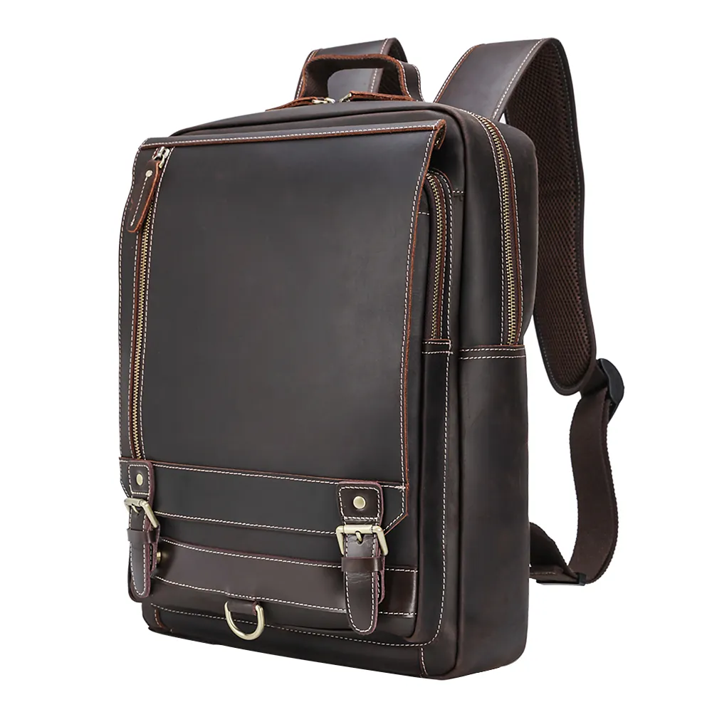 Рюкзак Tiding из натуральной кожи, Маленький коричневый ранец для ноутбука