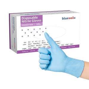 Gants d'examen en nitrile imperméables sans latex médecin de l'hôpital <span class=keywords><strong>bleu</strong></span> gants en nitrile jetables sans poudre 4mil pour usage médical - Product Image 1