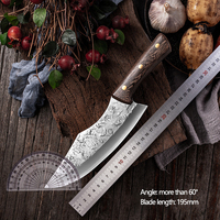 Couteau de boucher entièrement fait à la main, couteau de Chef de cuisine forgé en acier plaqué à haute teneur en carbone