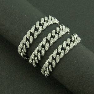 Hot Selling Fashion Popular Design Shining Rhinestone Alloy Thick Chain Bracelet Multiple Models Luxury Hip Hop Bracelet Men - Product Image 4