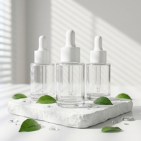 Flacons compte-gouttes cylindriques en verre ambré de 20-120 ml, sérigraphiés, rechargeables, gradués, pour sérum cosmétique et soins de la peau