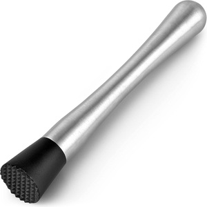 Muddler de acero inoxidable para cócteles con cabeza de nailon acanalada, herramientas profesionales de barra, mezcla de bebidas Mojito Pilon Pour Les Fruits - Product Image 1