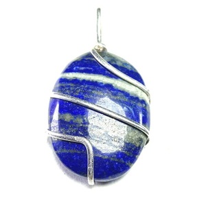 Pendentif de haute qualité lapis lazuli pendentif ovale pierre de guérison Fabrication de bijoux ovale fil de cristal Enveloppé Agate de pierres précieuses Grossiste - Product Image 2