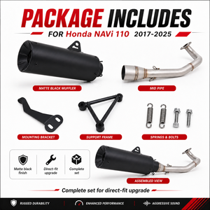 Sistema <span class=keywords><strong>de</strong></span> Escape Completo para Motocicleta, Tubo <span class=keywords><strong>de</strong></span> Escape Delantero y Silenciador para <span class=keywords><strong>Honda</strong></span> <span class=keywords><strong>NAVi</strong></span> 110 Scooter 2017-2025, Acero Inoxidable - Product Image 6