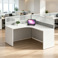 Bureau d'angle modulaire en L extensible et moderne pour personnel de bureau, poste de travail en cellule avec design écologique pour une utilisation flexible au bureau