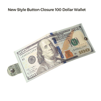 Portefeuille en toile à motif billet de banque fantaisie, bifold, avec poche zippée pour pièces de monnaie et porte-cartes, idéal pour les supermarchés (vente en gros)
