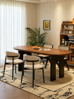 Table rectangulaire simple en bois massif et chaises de salle à manger semi-circulaires, adaptées aux salles à manger domestiques, appartements et hôtels