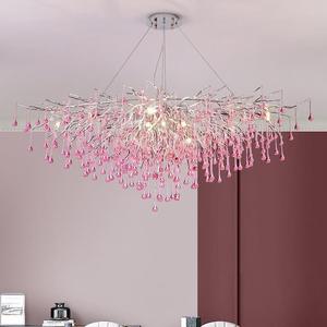 Nuovo arrivo <span class=keywords><strong>a</strong></span> goccia in stile ramo di lusso Villa <span class=keywords><strong>lampadario</strong></span> di cristallo con LED regolabile altezza rosa - Product Image 2