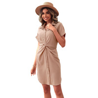 Haute qualité nouveau été décontracté fille robe mode simple boutonnage MIDI chemise robe Vintage femmes robe Simple