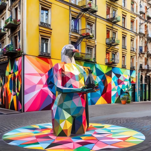 Sculture di Uccelli Astratte Geometriche in Stile Folk Moderno, Colore Personalizzato, in Fibra di Vetro e Resina Ecologica, Decorazione Natalizia - Product Image 3