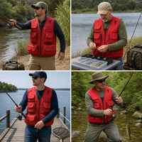 Gilet de pêche multi-poches noir pour homme, haute qualité, respirant, en maille, séchage rapide, gilet utilitaire pour logo de marque personnalisé