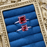 Cincin Zirkonia Kuning Laris Manis Perak Sterling S925 Potongan Asscher Cincin Minimalis Elegan Perhiasan Fashion Mewah