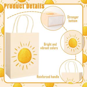 Light Yellow Boho Sunshine <b>Paper</b> <b>Gift</b> <b>Bags</b> With Handles Candy Goodie Treat <b>Bags</b> for Birthday Celebration Themed Party Supplies - Product Image 3